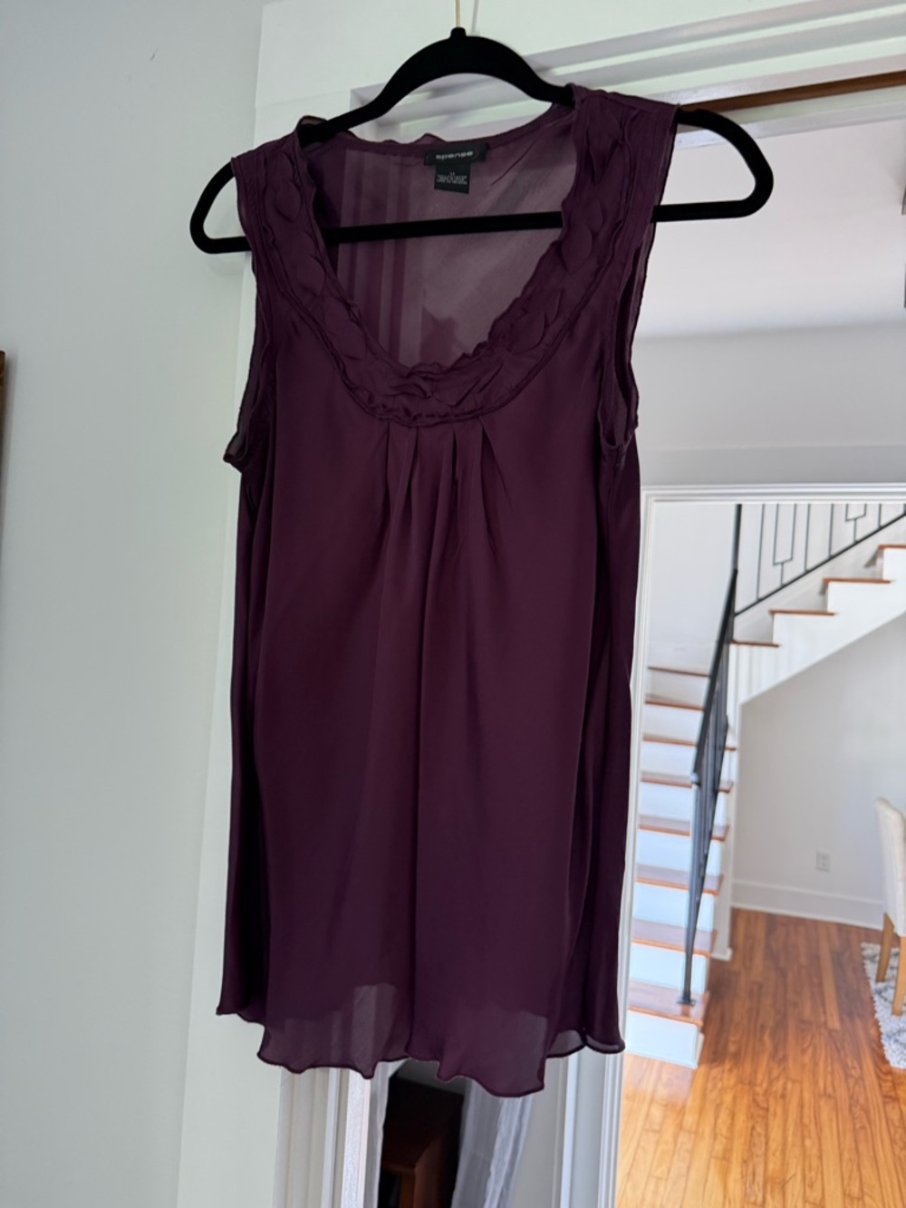 Spense Sheer Plum Sleeveless Blouse